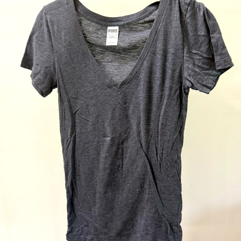 Pink VS Gray Fitted Short Sleeve T-Shirt